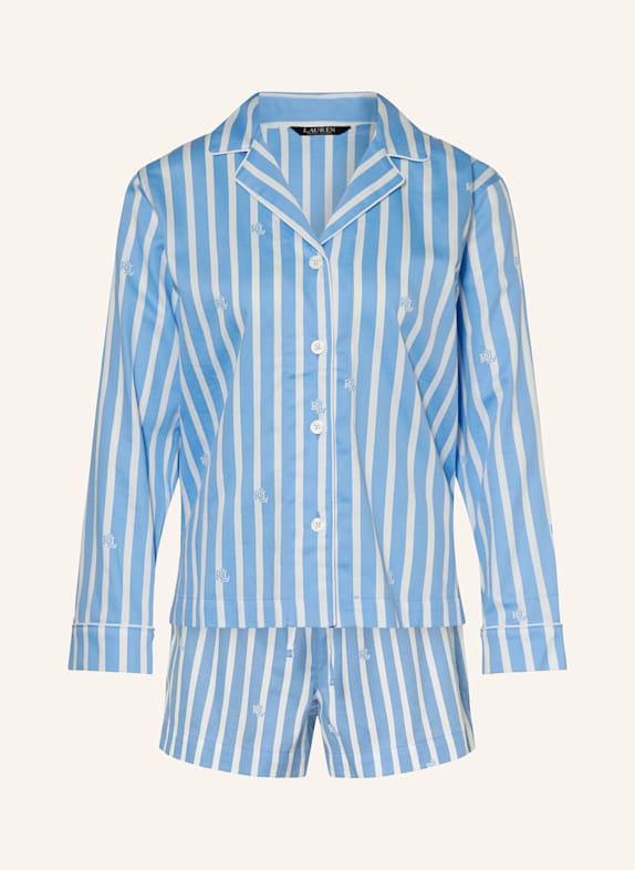LAUREN RALPH LAUREN Schlafanzug WEISS/ BLAU