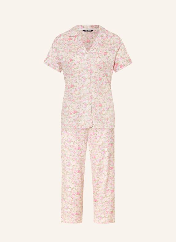 LAUREN RALPH LAUREN 7/8-Schlafanzug CREME/ NEONPINK/ HELLGRÜN