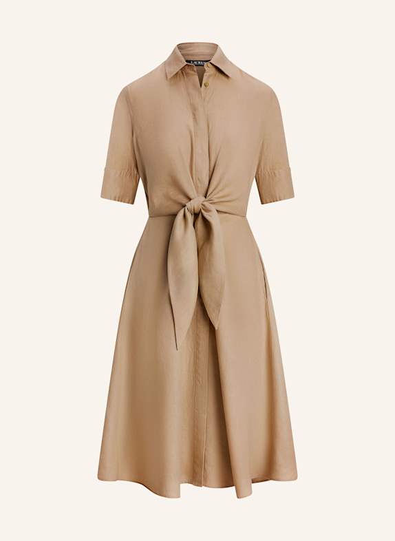 LAUREN RALPH LAUREN Hemdblusenkleid aus Leinen BEIGE