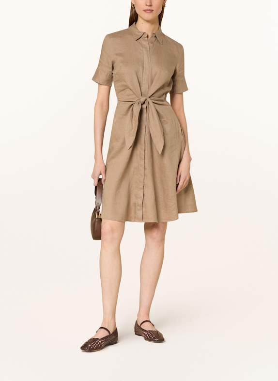 LAUREN RALPH LAUREN Hemdblusenkleid aus Leinen BEIGE