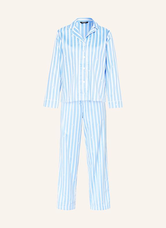 LAUREN RALPH LAUREN Schlafanzug HELLBLAU/ WEISS