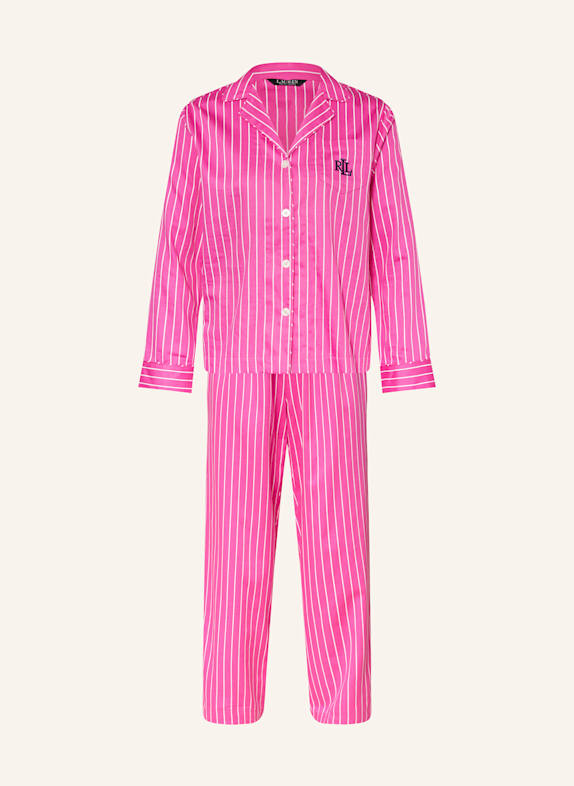LAUREN RALPH LAUREN Schlafanzug PINK/ WEISS