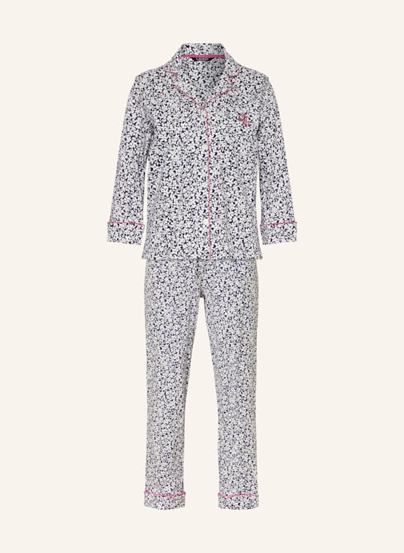LAUREN RALPH LAUREN Schlafanzug DUNKELBLAU/ WEISS