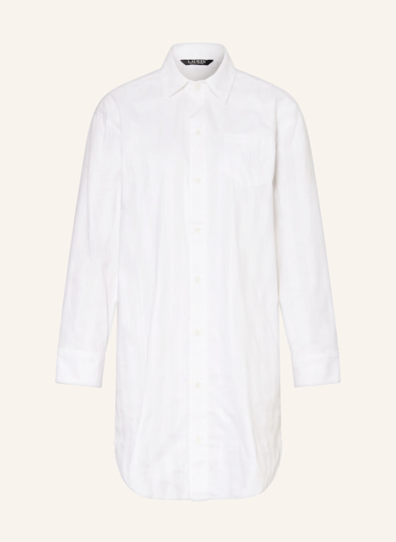 LAUREN RALPH LAUREN Nachthemd COTTON SHADOW STRIPE WEISS