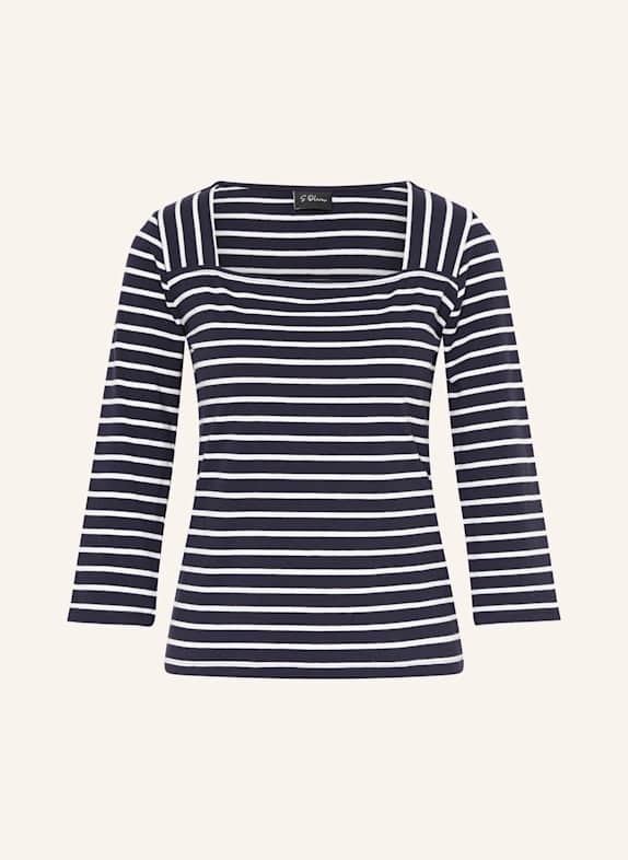 s.Oliver BLACK LABEL Shirt mit 3/4-Arm DUNKELBLAU/ WEISS
