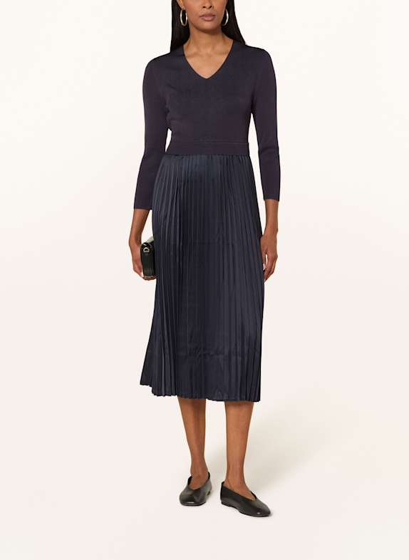s.Oliver BLACK LABEL Kleid im Materialmix mit Plissees DUNKELBLAU