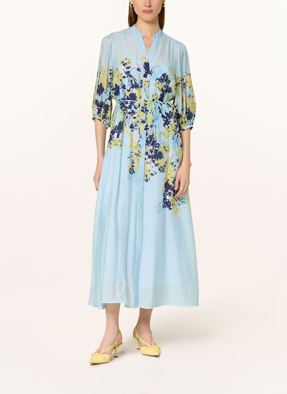 comma Kleid mit 3/4-Arm HELLBLAU/ DUNKELBLAU/ GELB
