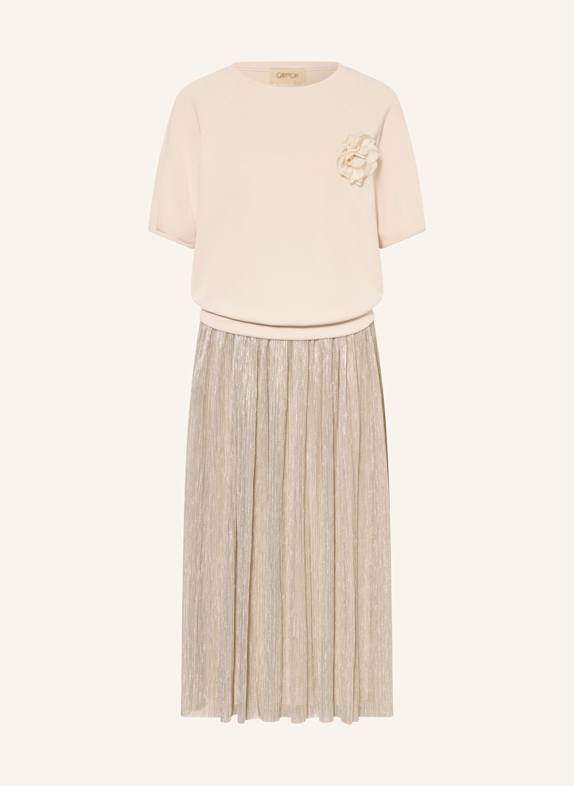 CARTOON Set: Kleid mit Plissees und Sweatshirt ECRU/ SILBER