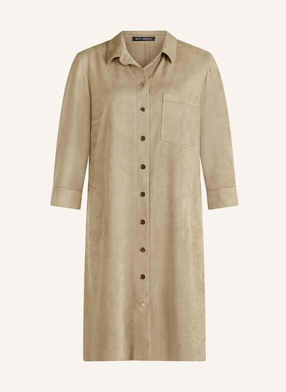 Betty Barclay Leather look dress with 3/4 sleeves OLIVE