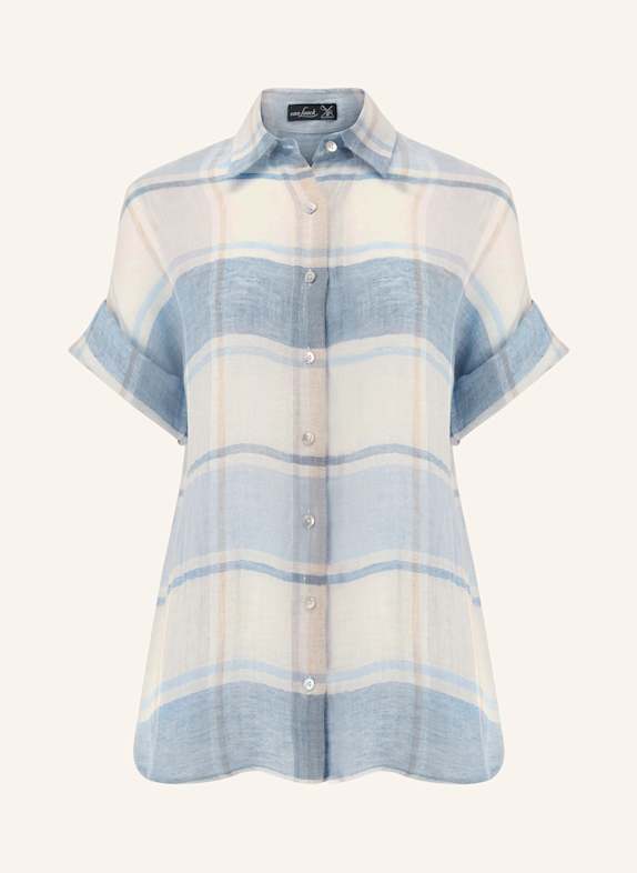 van Laack VL-PORCIA-KN linen shirt blouse WHITE/ LIGHT BLUE