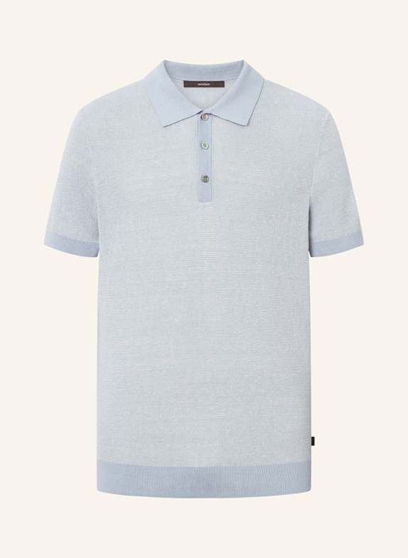 windsor. Strick-Poloshirt LINDO-PR mit Leinen HELLBLAU