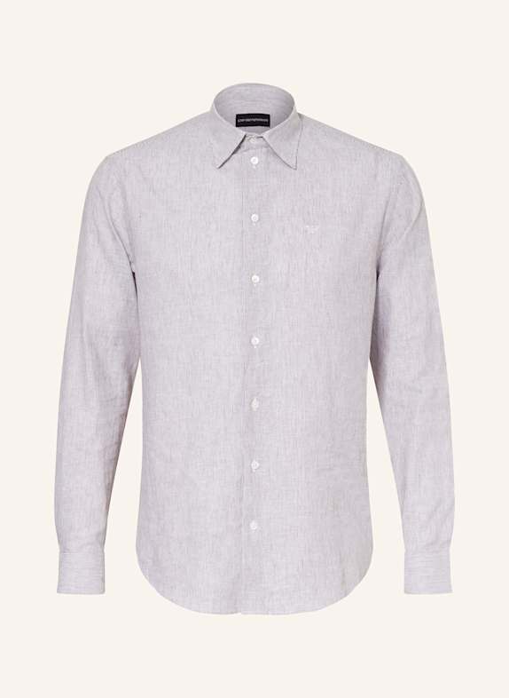 EMPORIO ARMANI Hemd Slim Fit mit Leinen BRAUN/ WEISS