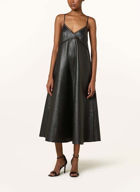 DRYKORN Robe en cuir AVISSA avec découpes NOIR