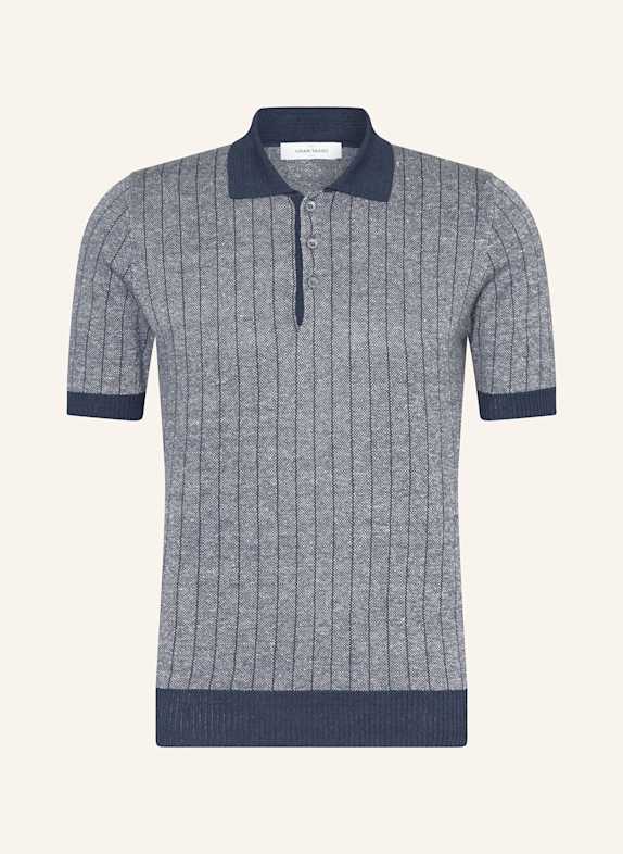 GRAN SASSO Piqué-Poloshirt mit Leinen DUNKELBLAU/ HELLGRAU