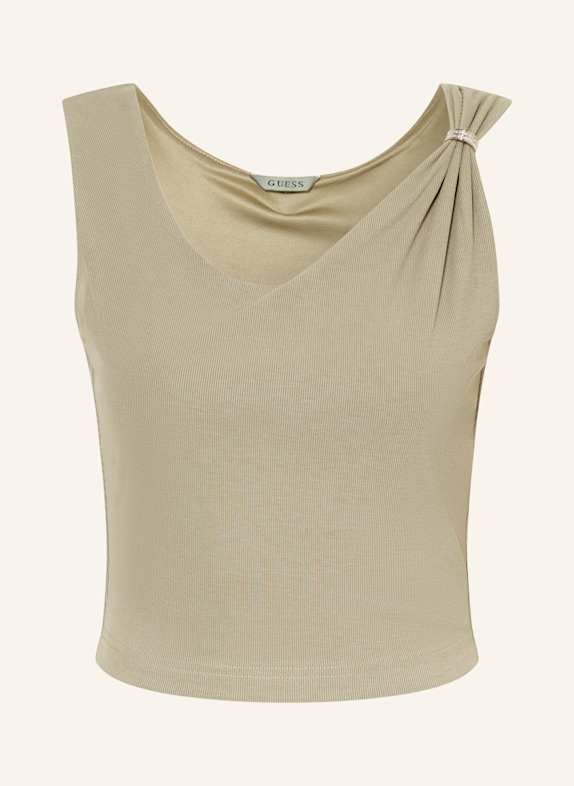 GUESS Cropped-Top AIMEE mit Schmucksteinen HELLGRÜN