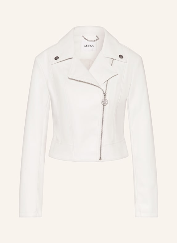 GUESS Biker-Jacke CLEMENCE in Lederoptik WEISS