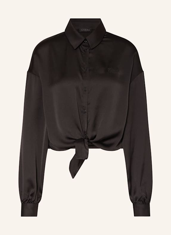 GUESS Cropped shirt blouse BLACK