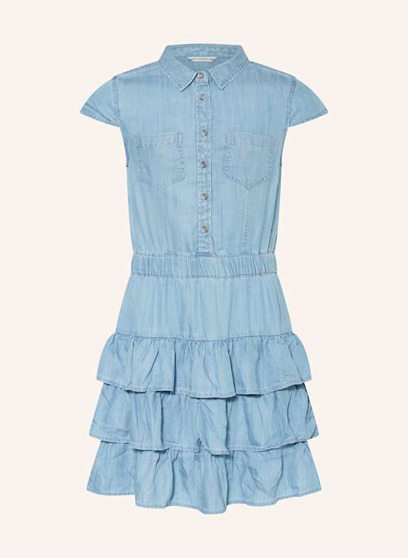 GUESS Hemdblusenkleid in Jeansoptik mit Rüschen HELLBLAU