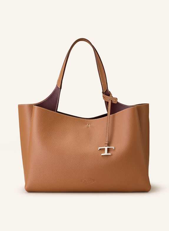 TOD'S Shopper CAMEL/ DUNKELROT
