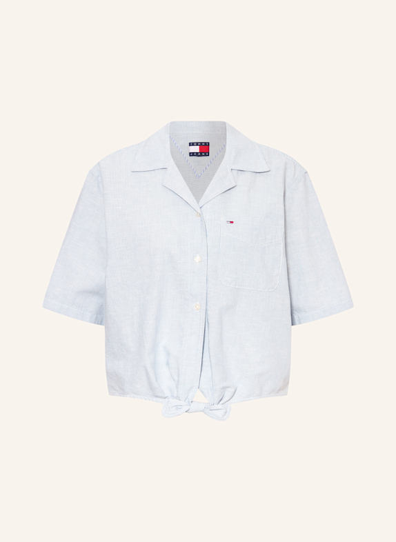 TOMMY JEANS Hemdbluse BLAUGRAU/ WEISS
