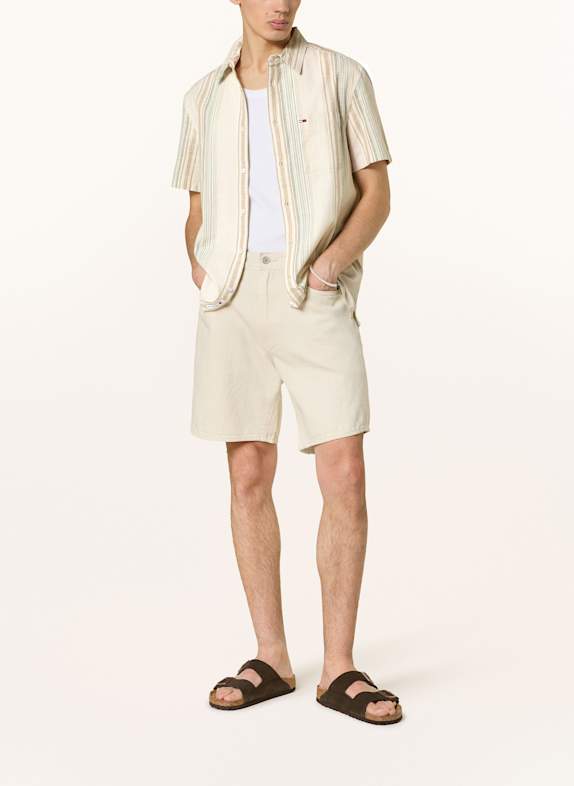 TOMMY JEANS Kurzarm-Hemd Regular Fit CREME/ BEIGE/ GRÜN