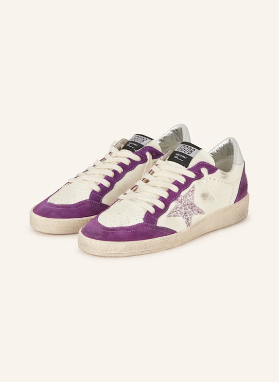 GOLDEN GOOSE Sneaker BALL STAR mit Pailletten DUNKELLILA/ CREME