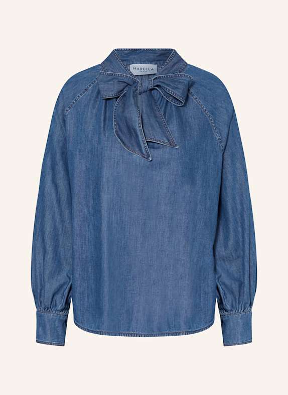 MARELLA Schluppenbluse in Jeansoptik BLAU