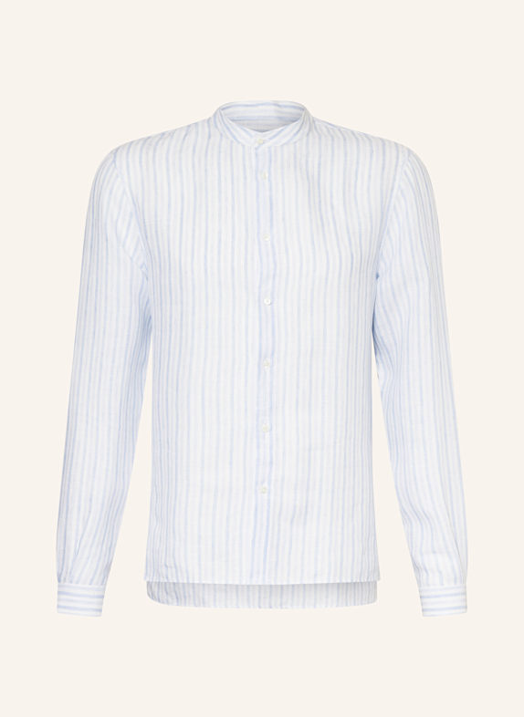 BRUNELLO CUCINELLI Leinenhemd Easy Fit mit Stehkragen WEISS/ HELLBLAU