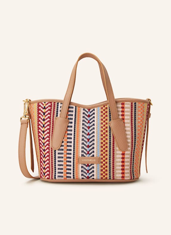 COCCINELLE Handtasche BEIGE/ DUNKELROT/ GELB