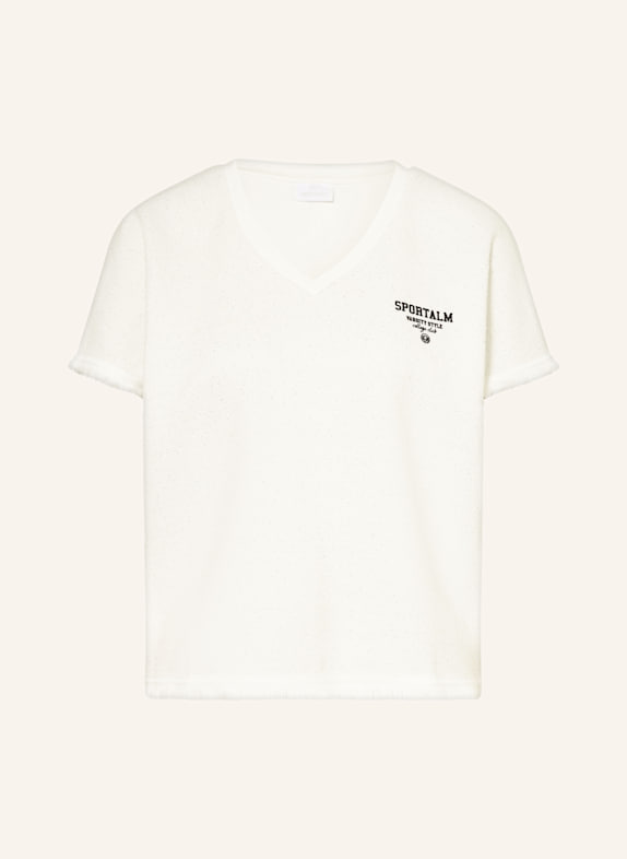 SPORTALM T-Shirt im Materialmix mit Glitzergarn WEISS/ SILBER