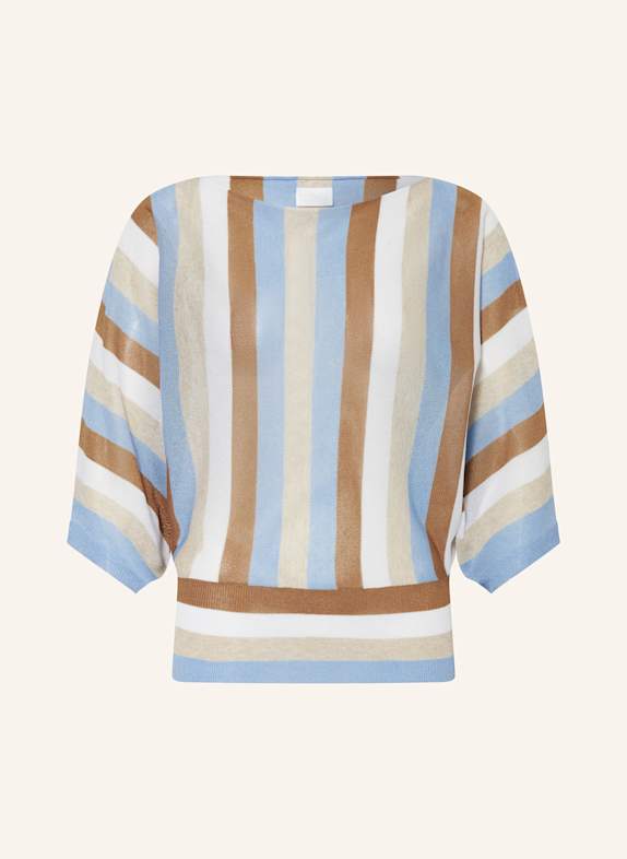 SPORTALM Pullover mit 3/4-Arm HELLBLAU/ COGNAC/ WEISS