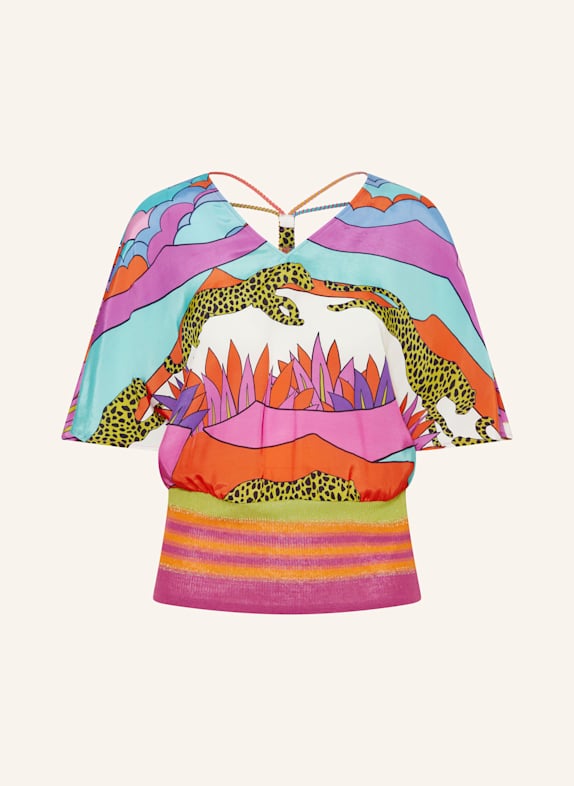 SPORTALM Blusenshirt im Materialmix FUCHSIA/ SCHWARZ/ ORANGE