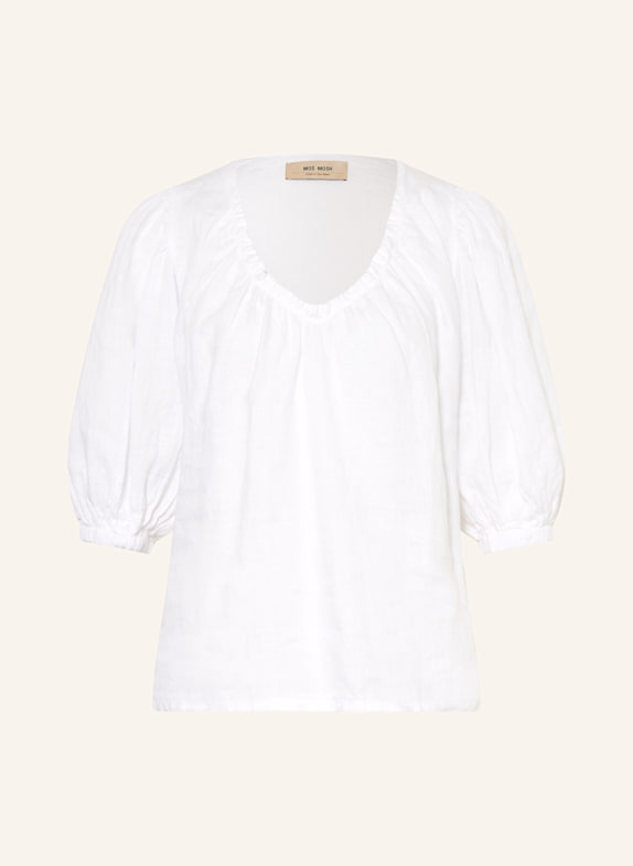 MOS MOSH Blusenshirt MMTAISSA aus Leinen mit 3/4-Arm WEISS