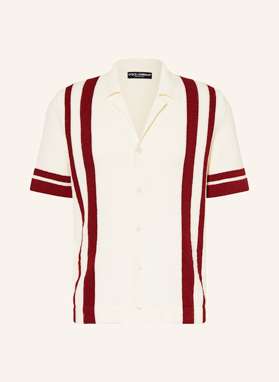 DOLCE & GABBANA Strickhemd Regular Fit CREME/ DUNKELROT