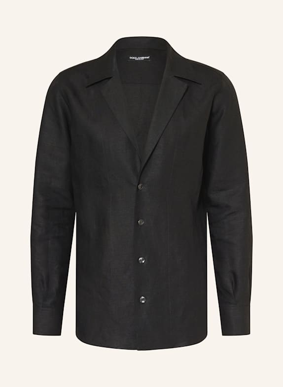 DOLCE & GABBANA Leinenhemd Regular Fit SCHWARZ