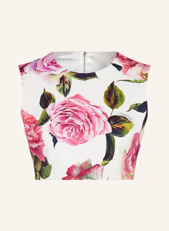 DOLCE & GABBANA Cropped-Top WEISS/ GRÜN/ ROSA