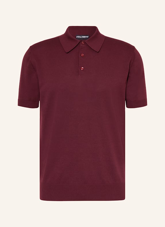 DOLCE & GABBANA Strick-Poloshirt DUNKELROT