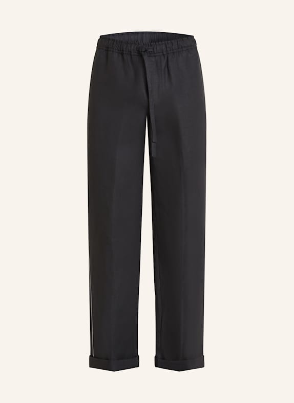 DOLCE & GABBANA Leinenhose Regular Fit SCHWARZ/ WEISS