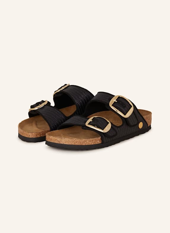 BIRKENSTOCK Slides ARIZONA BIG BUCKLE RAFFIA BLACK