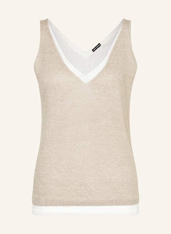 IRIS von ARNIM Stricktop VALERIA mit Leinen BEIGE/ WEISS
