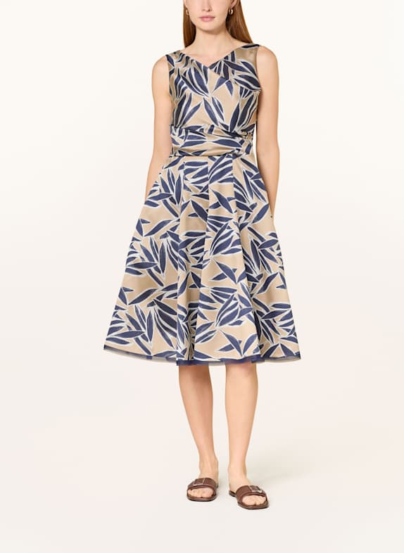 TALBOT RUNHOF Cocktailkleid DUNKELBLAU/ BEIGE/ HELLGRAU