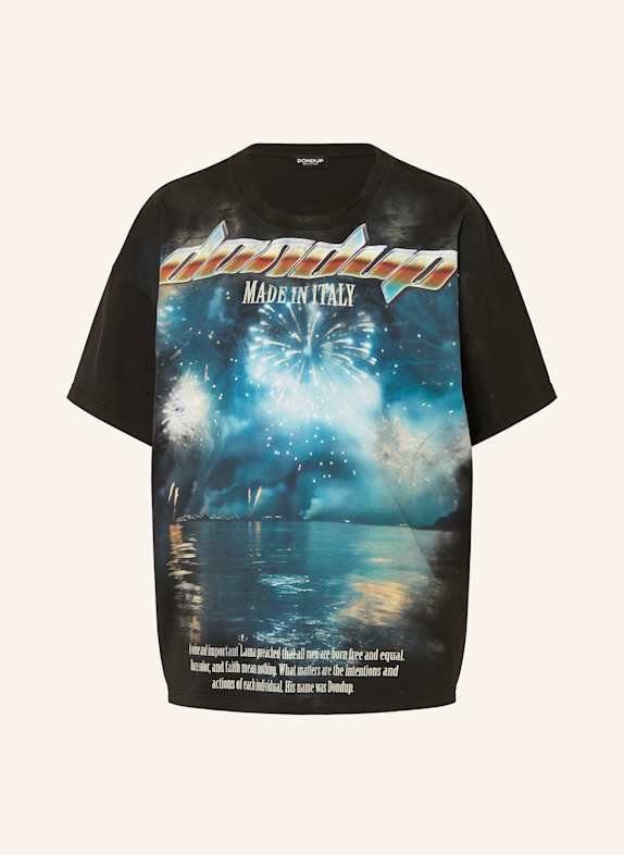 Dondup T-shirt CZARNY/ TURKUSOWY/ BIAŁY