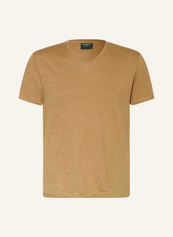 OLYMP T-Shirt aus Leinen HELLBRAUN