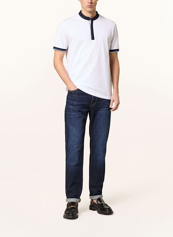 OLYMP Tricou polo cu model piqué ALB / NEGRU