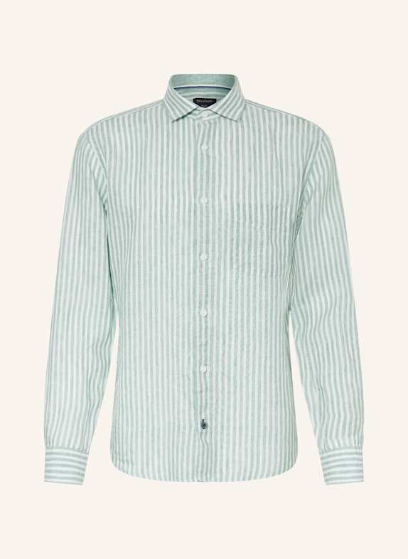 OLYMP Leinenhemd Casual regular fit WEISS/ HELLGRÜN