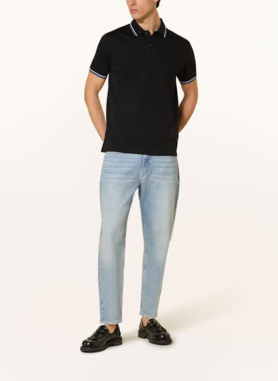 OLYMP Tricou polo cu model în carouri Casual Fit NEGRU