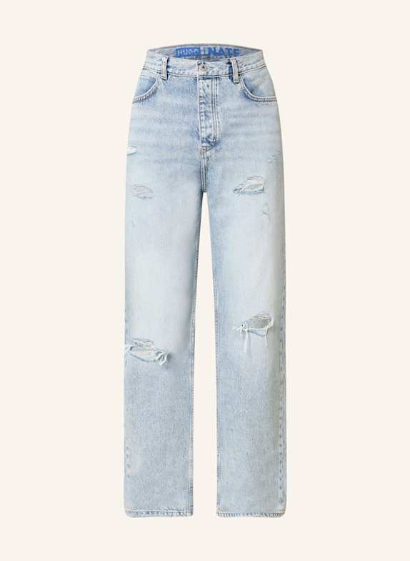 HUGO BLUE Destroyed Jeans NATE Baggy Fit 446 TURQUOISE/AQUA