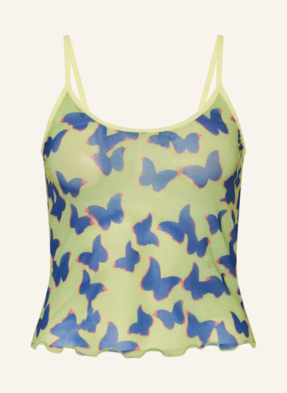 HUGO BLUE Mesh-Top DORINELA HELLGRÜN/ BLAU/ PINK