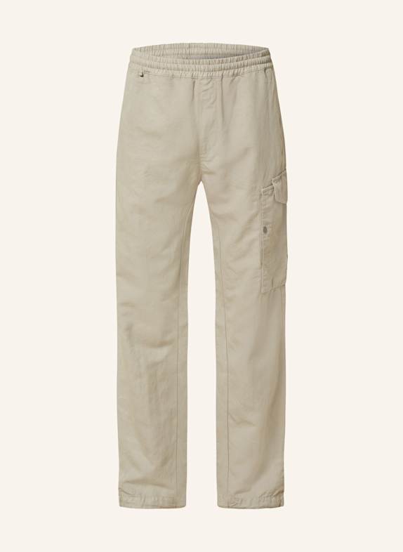 C.P. COMPANY Loose fit cargo pants with linen KHAKI