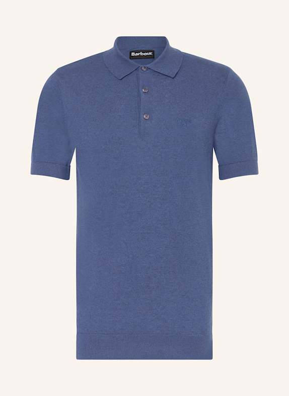 Barbour Strick-Poloshirt mit Leinen DUNKELBLAU